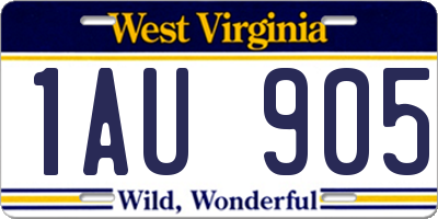 WV license plate 1AU905