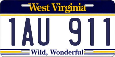 WV license plate 1AU911