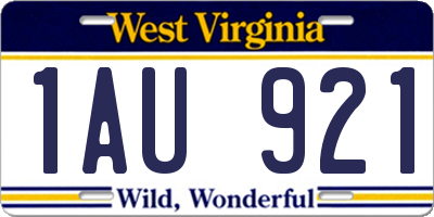 WV license plate 1AU921