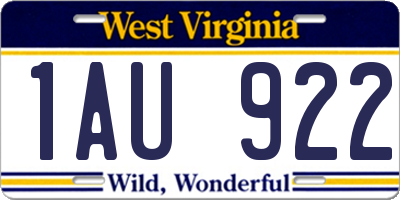 WV license plate 1AU922