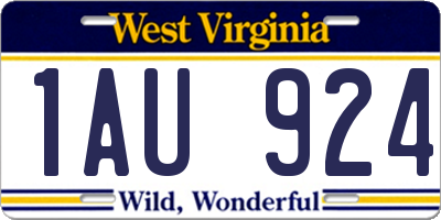 WV license plate 1AU924