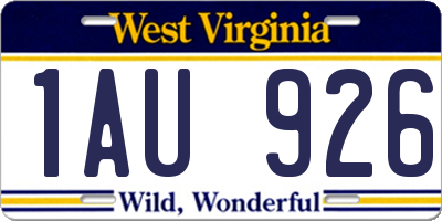 WV license plate 1AU926