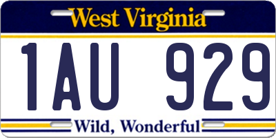 WV license plate 1AU929