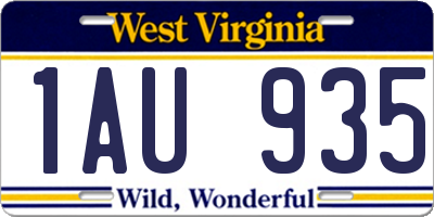 WV license plate 1AU935