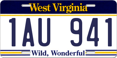 WV license plate 1AU941