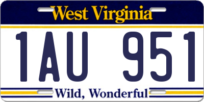 WV license plate 1AU951