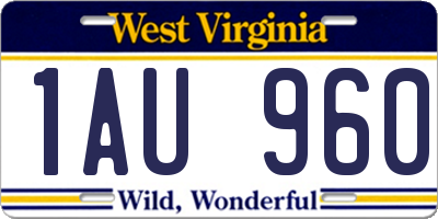 WV license plate 1AU960