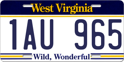 WV license plate 1AU965