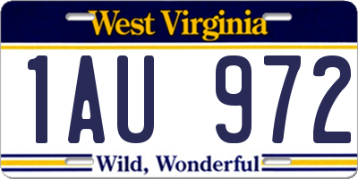 WV license plate 1AU972