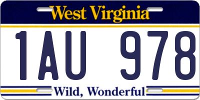 WV license plate 1AU978