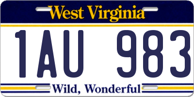 WV license plate 1AU983