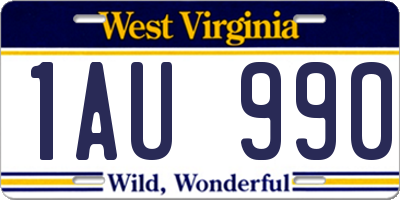 WV license plate 1AU990