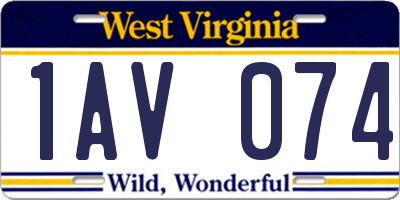 WV license plate 1AV074