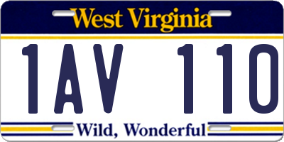 WV license plate 1AV110