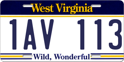 WV license plate 1AV113