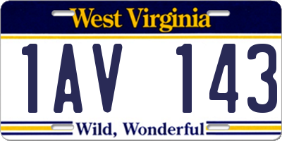 WV license plate 1AV143