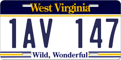 WV license plate 1AV147