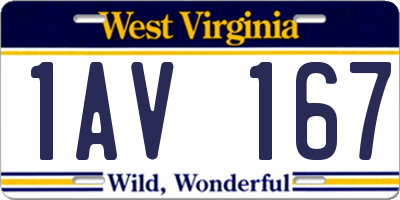 WV license plate 1AV167