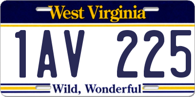 WV license plate 1AV225