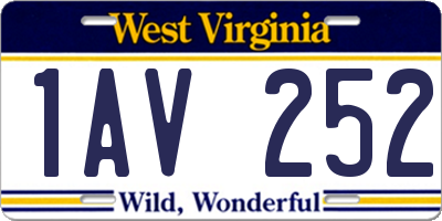 WV license plate 1AV252