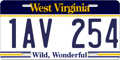 WV license plate 1AV254
