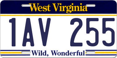 WV license plate 1AV255
