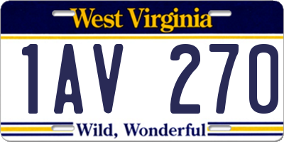 WV license plate 1AV270