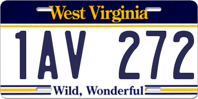 WV license plate 1AV272