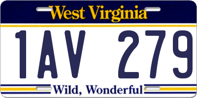 WV license plate 1AV279