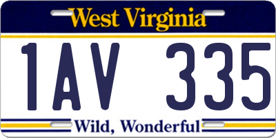 WV license plate 1AV335