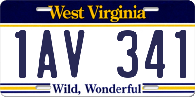 WV license plate 1AV341