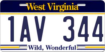 WV license plate 1AV344