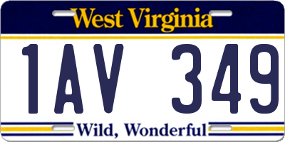 WV license plate 1AV349
