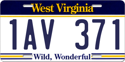 WV license plate 1AV371
