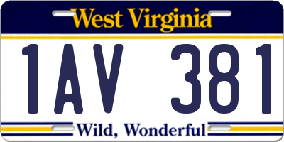 WV license plate 1AV381