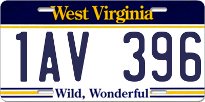 WV license plate 1AV396