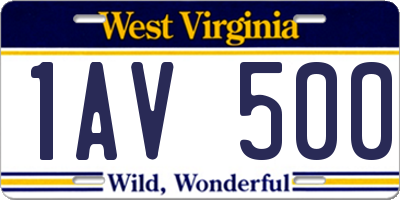 WV license plate 1AV500