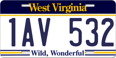 WV license plate 1AV532