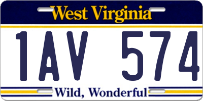 WV license plate 1AV574