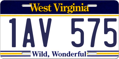 WV license plate 1AV575