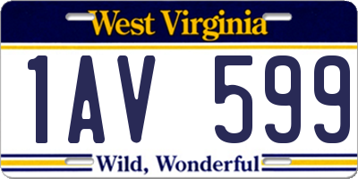 WV license plate 1AV599