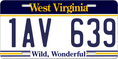 WV license plate 1AV639