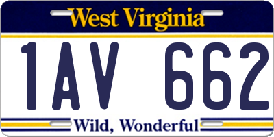 WV license plate 1AV662