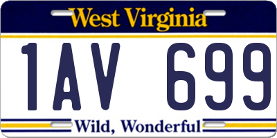 WV license plate 1AV699