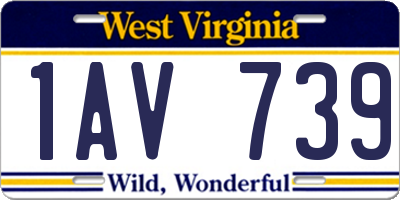 WV license plate 1AV739