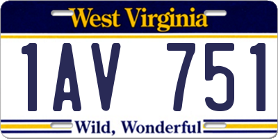 WV license plate 1AV751
