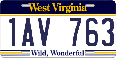 WV license plate 1AV763