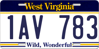 WV license plate 1AV783