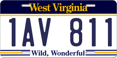 WV license plate 1AV811