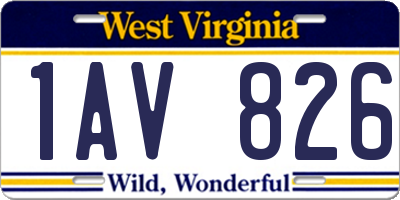 WV license plate 1AV826